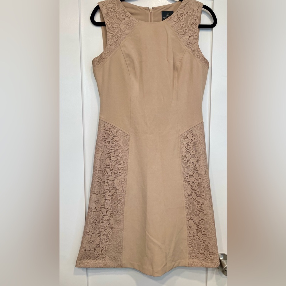 Adrianna Papell Tan Lace Sheath Dress Women’s 8